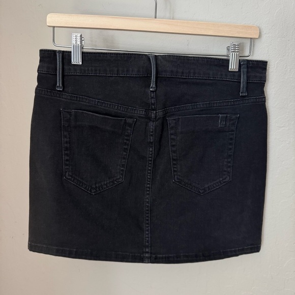 JOE’S JEANS Black Denim 5 Pocket Leather Trim Mini Skirt “Billie” Wash Size 29 - Picture 9 of 16